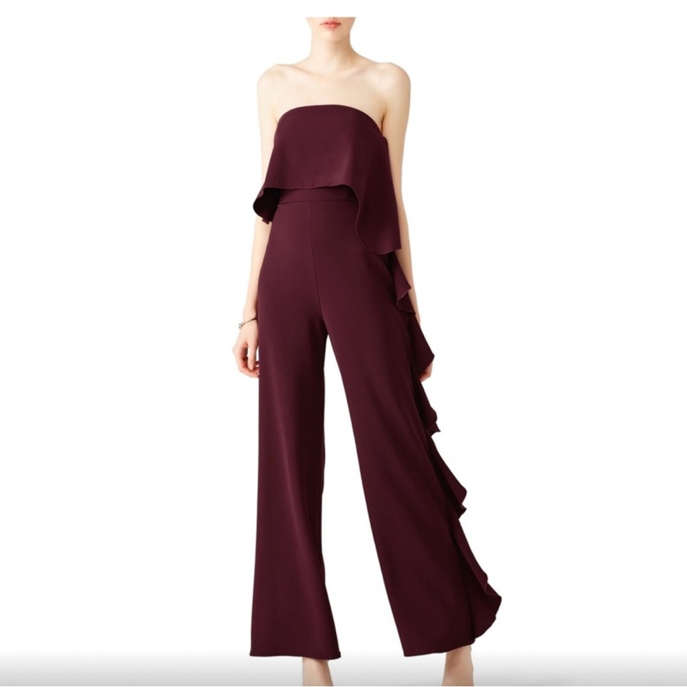 Elegant Burgundy Strapless Jumpsuit